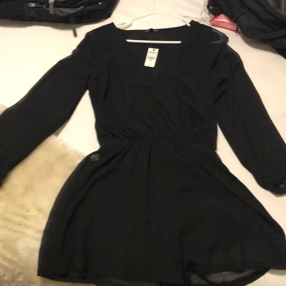 Black Express Romper NWT, sheer sleeves